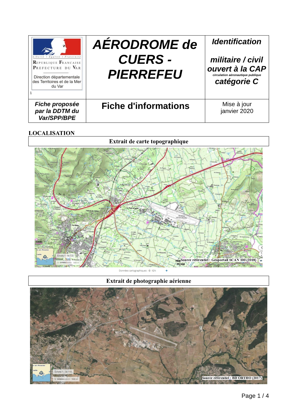 Aérodrome De Cuers-Pierrefeu Par Décision N°272/DEF/EMM/PL/ORA/NP Du 30 Mai 1997