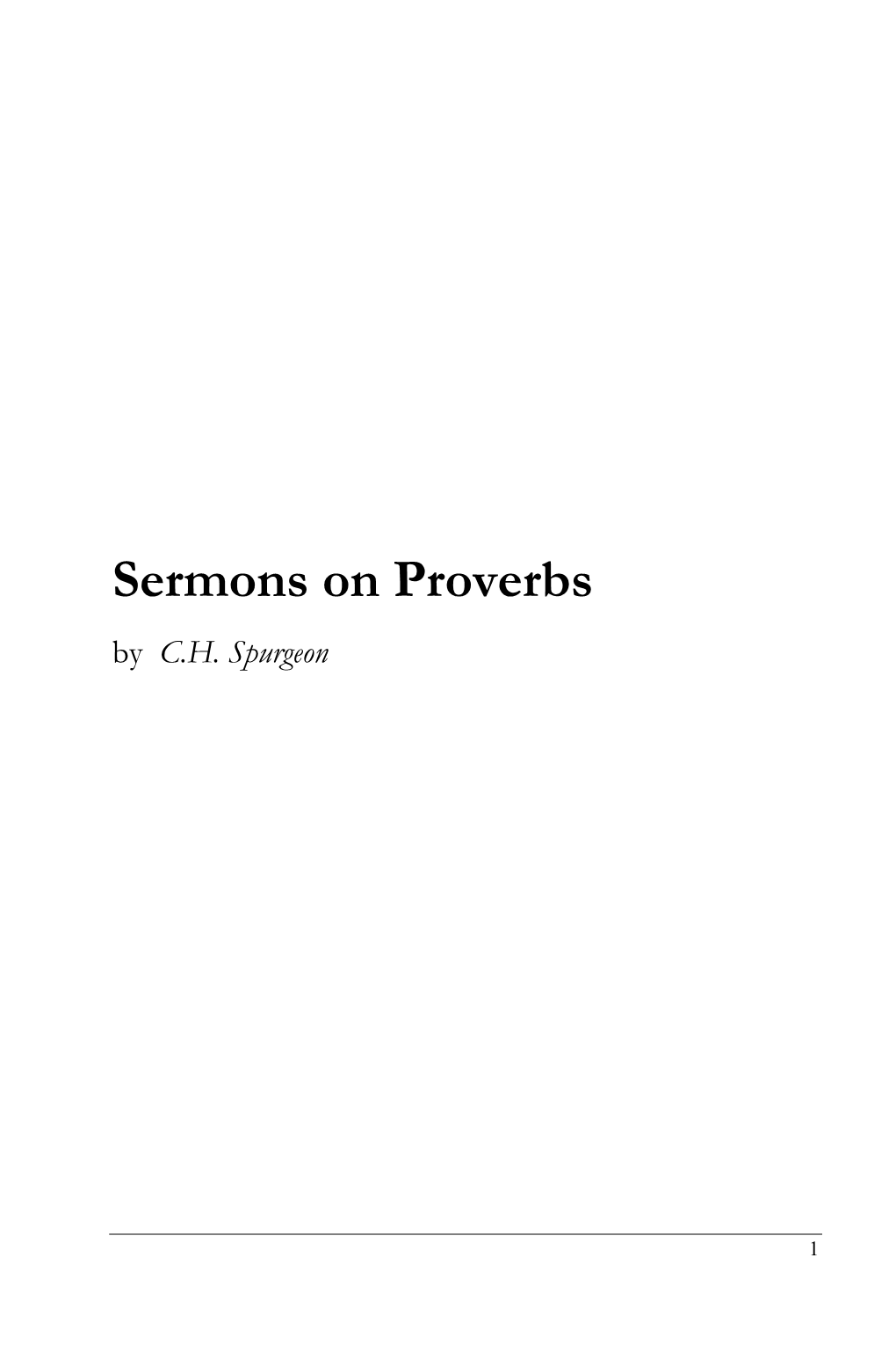 Sermons on Proverbs by C.H