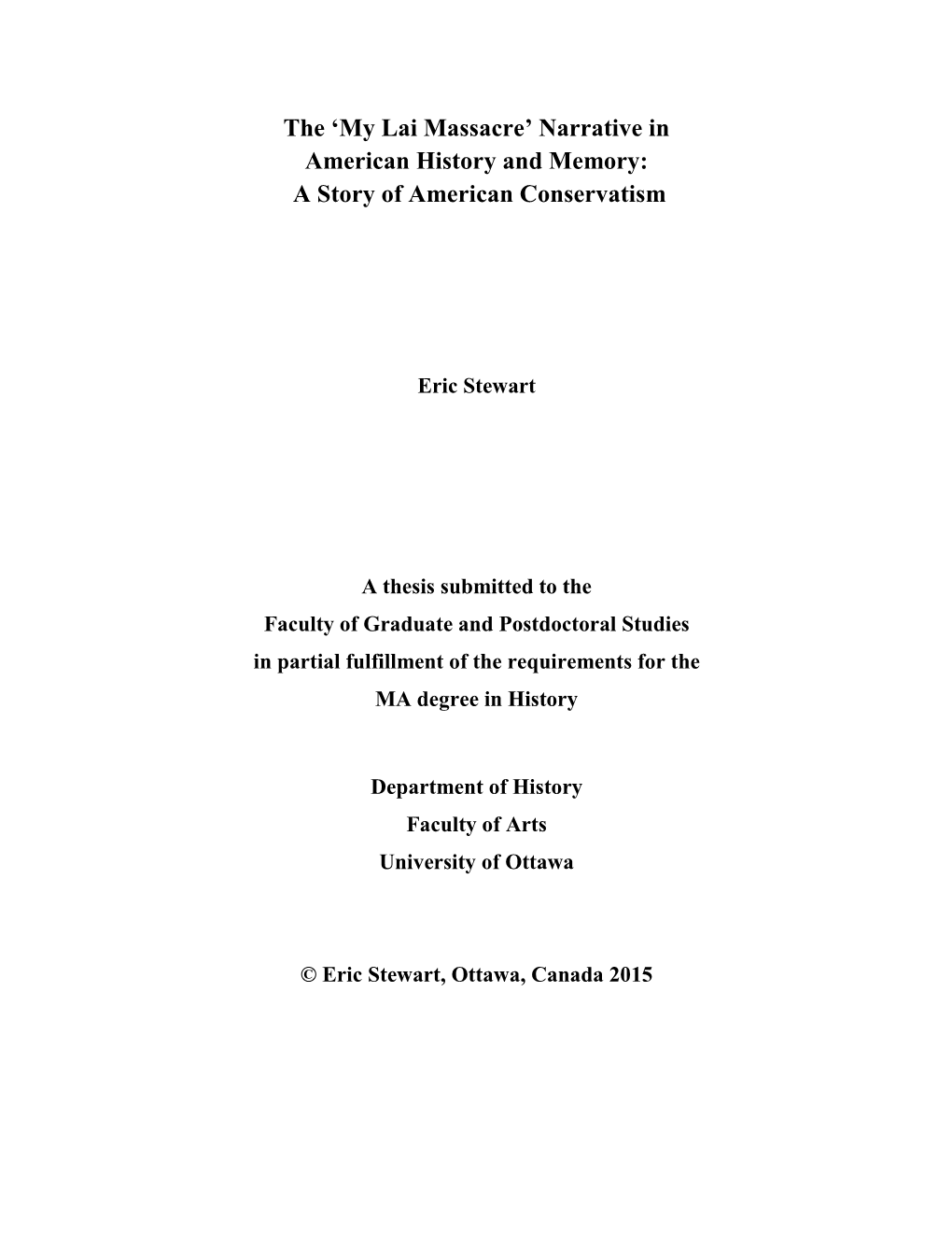 My Lai Massacre’ Narrative in American History and Memory: a Story of American Conservatism