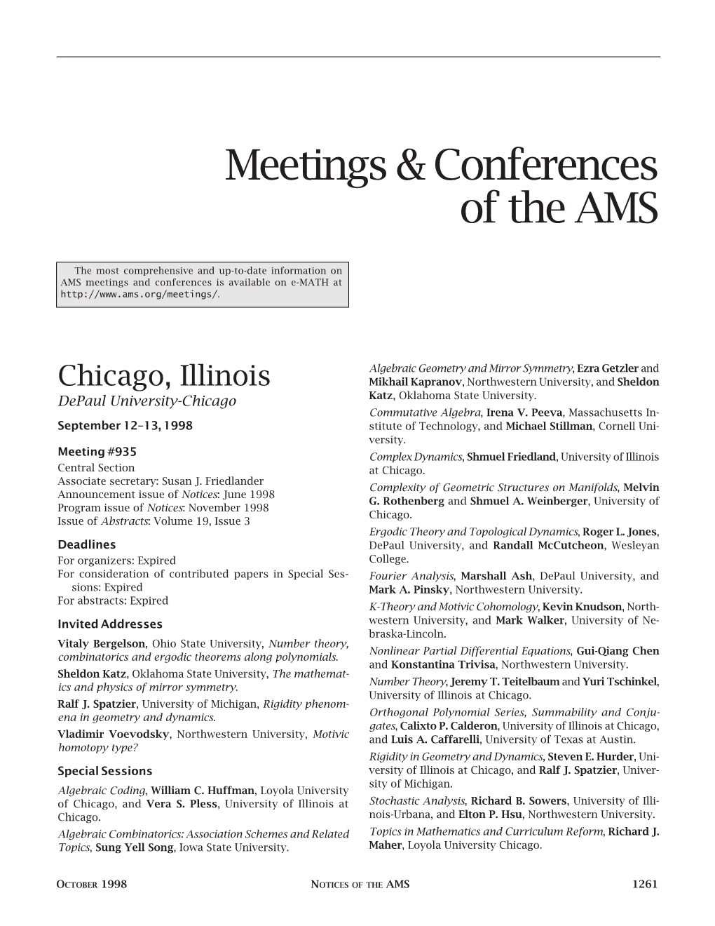 Meetings and Conferences of The