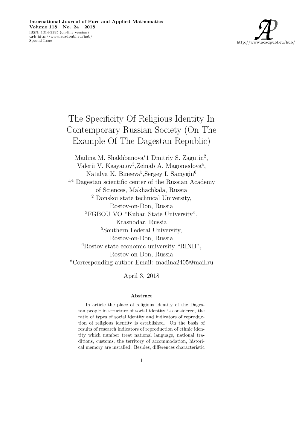 The Specificity of Religious Identity In