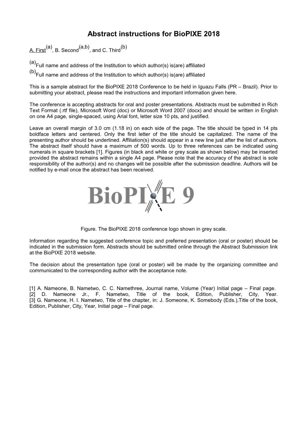 Abstract Instructions for Biopixe 2018