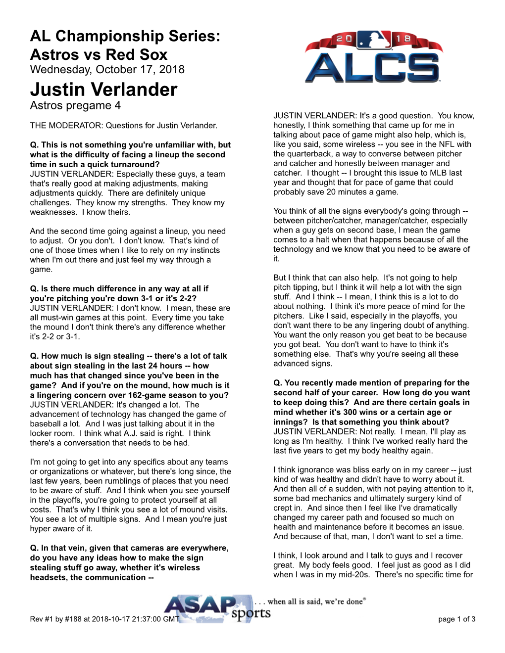 Justin Verlander Astros Pregame 4 JUSTIN VERLANDER: It's a Good Question