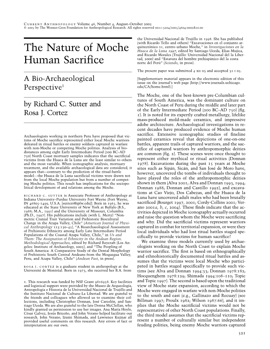 The Nature of Moche Human Sacrifice