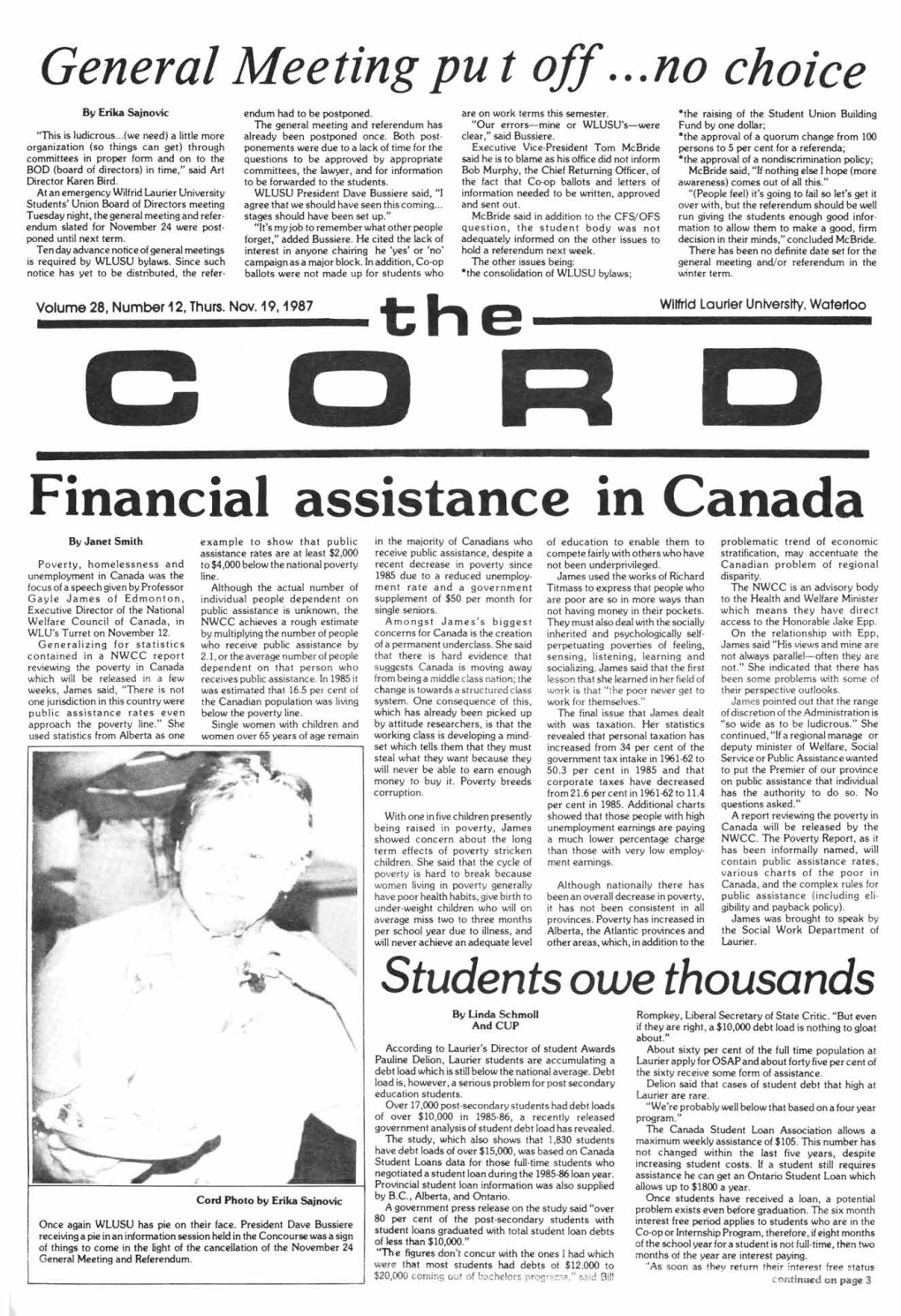 The Cord Weekly (November 19, 1987)