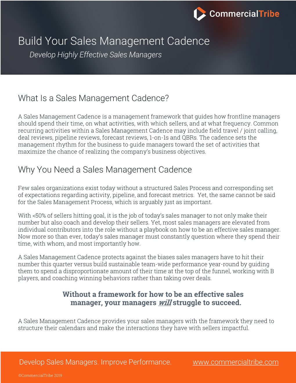 Build Your Sales Management Cadence Develop Highly Effective Sales Managers