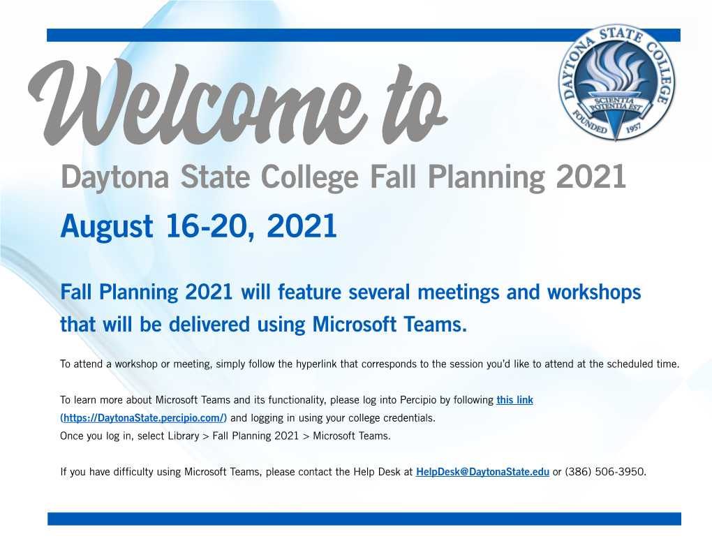 Fall 2021 Planning Schedule