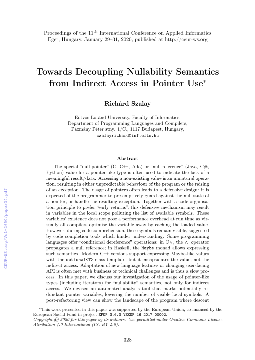Towards Decoupling Nullability Semantics from Indirect Access in Pointer Use∗