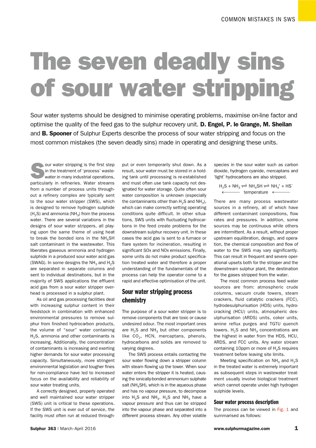 The Seven Deadly Sins of Sour Water Stripping