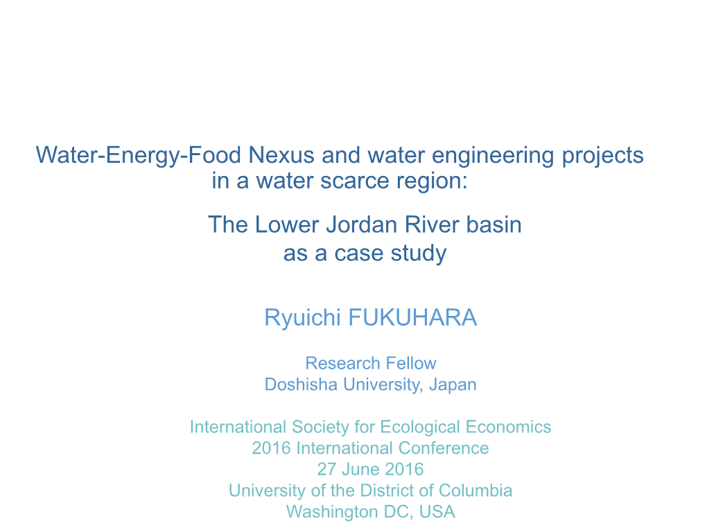 The Lower Jordan River Basin As a Case Study