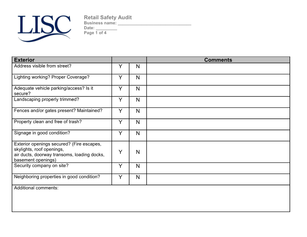 Retail Safety Audit