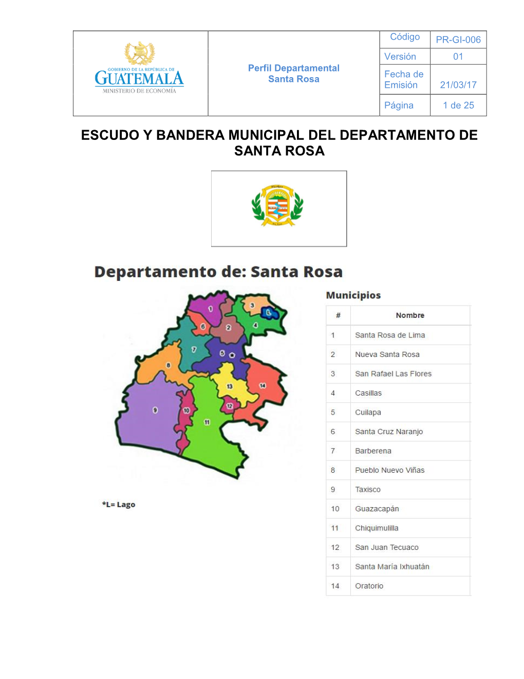 Escudo Y Bandera Municipal Del Departamento De Santa Rosa