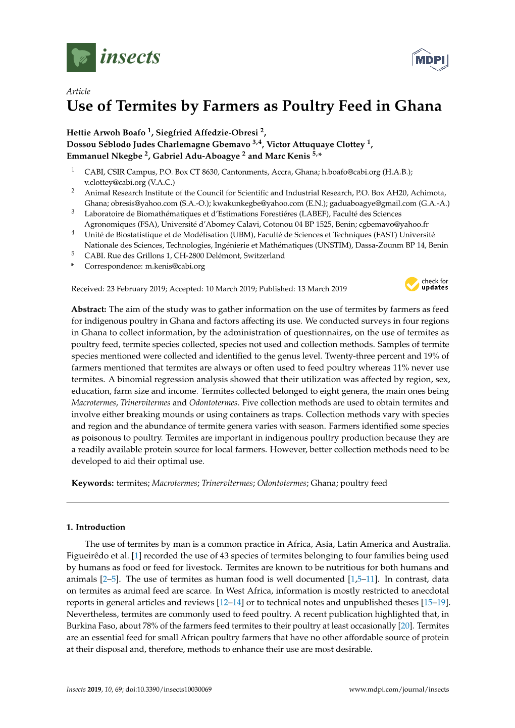 Use of Termites by Farmers As Poultry Feed in Ghana