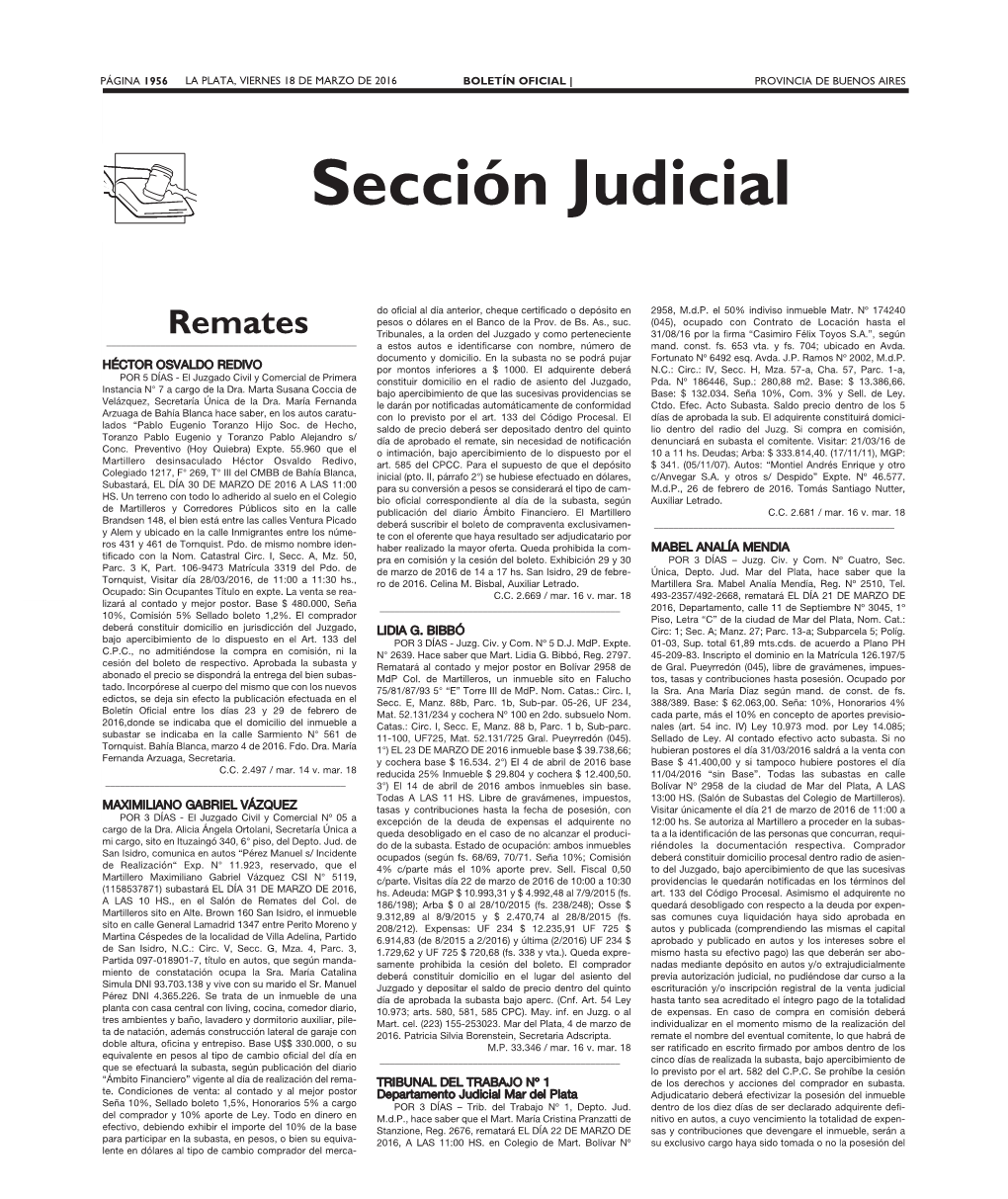 Sección Judicial Remates