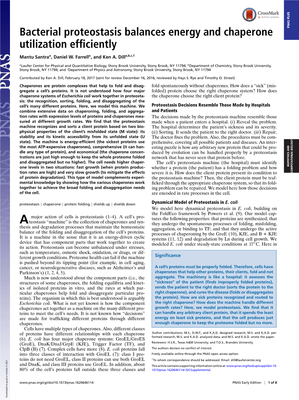 Bacterial Proteostasis Balances Energy and Chaperone Utilization