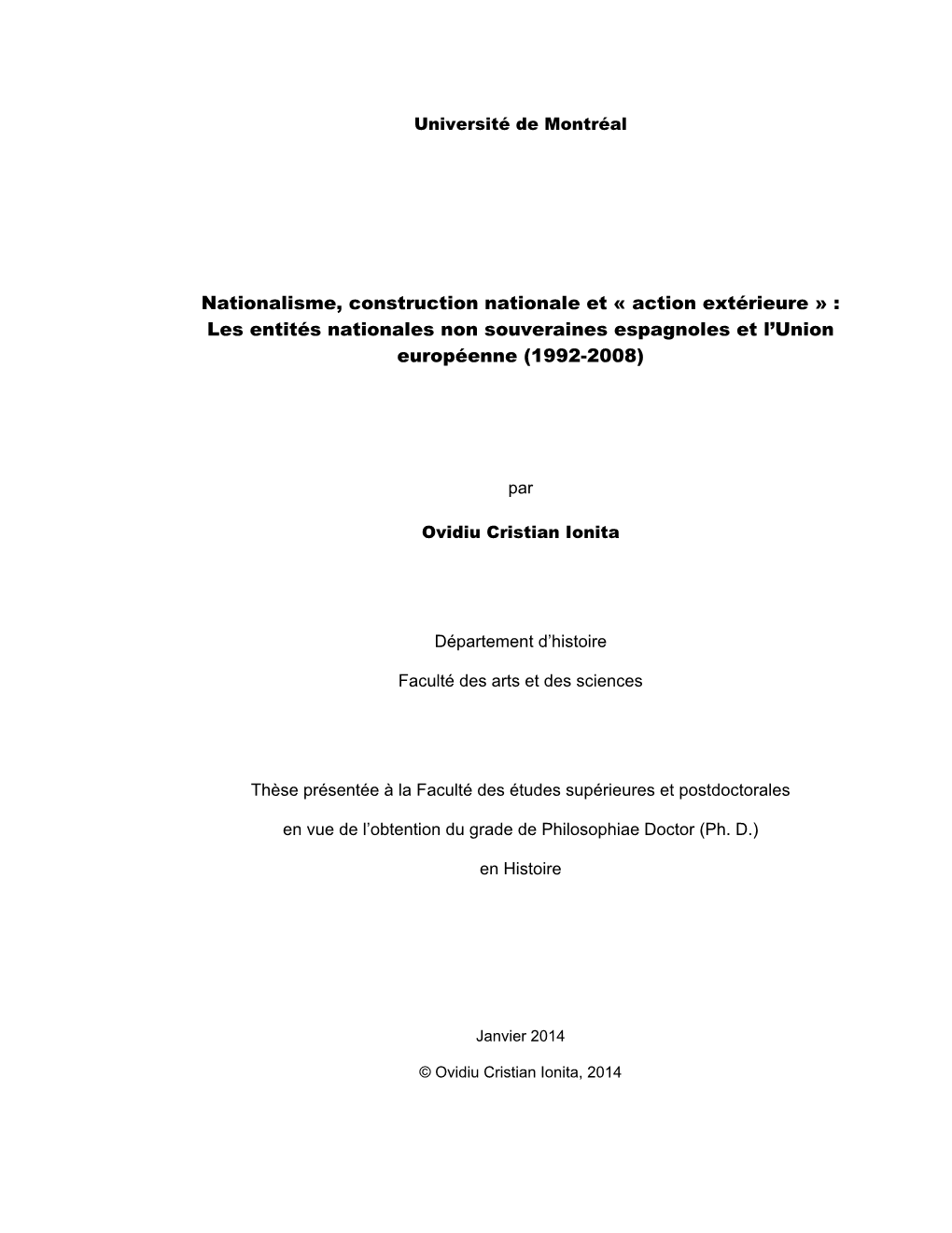 Les Entités Nationales Non Souveraines Espagnoles Et L'uni