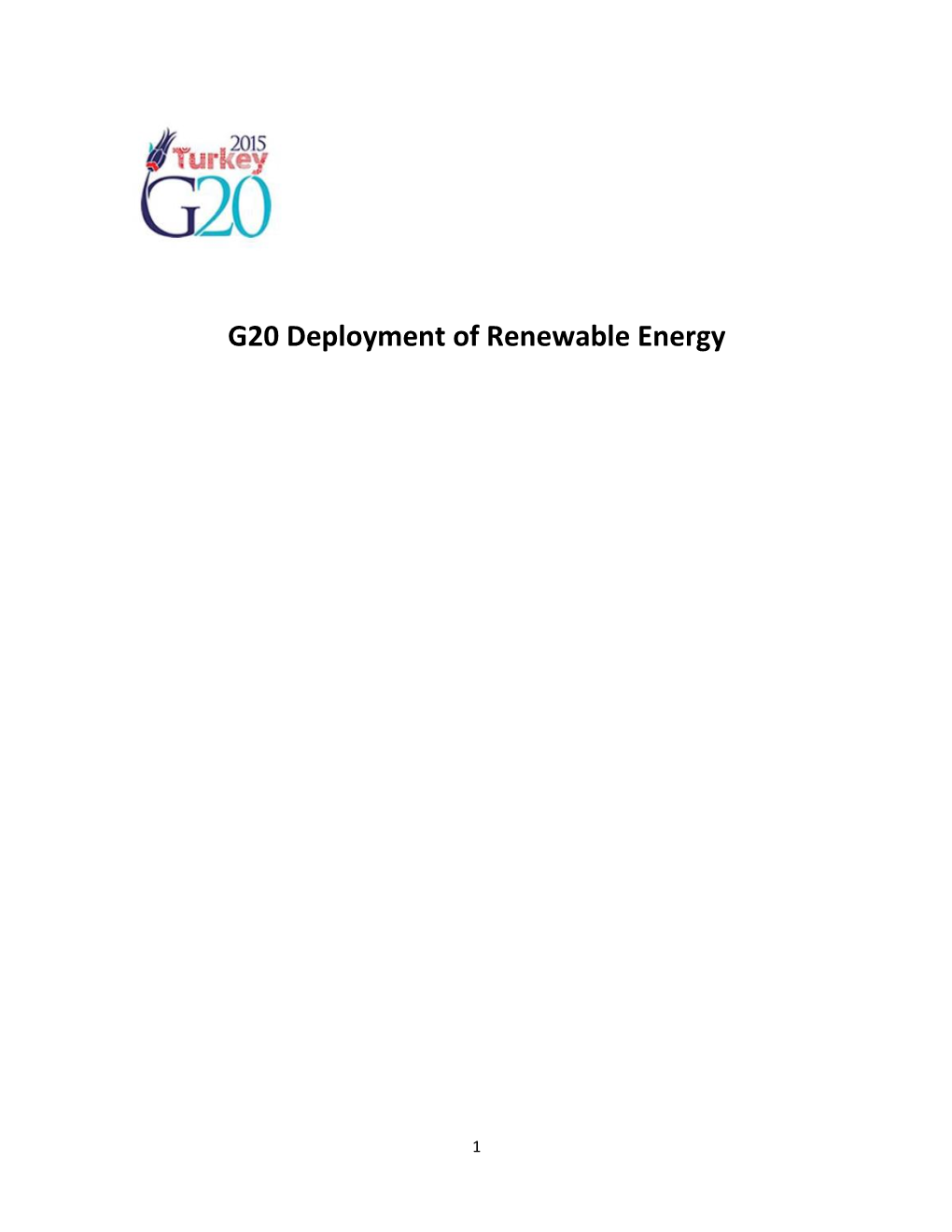 Report on G20 Deployment of Renewable Energy