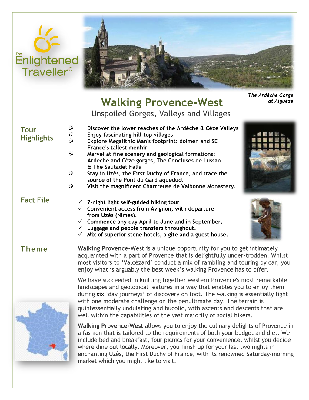 Walking Provence-West at Aiguèze Unspoiled Gorges, Valleys and Villages