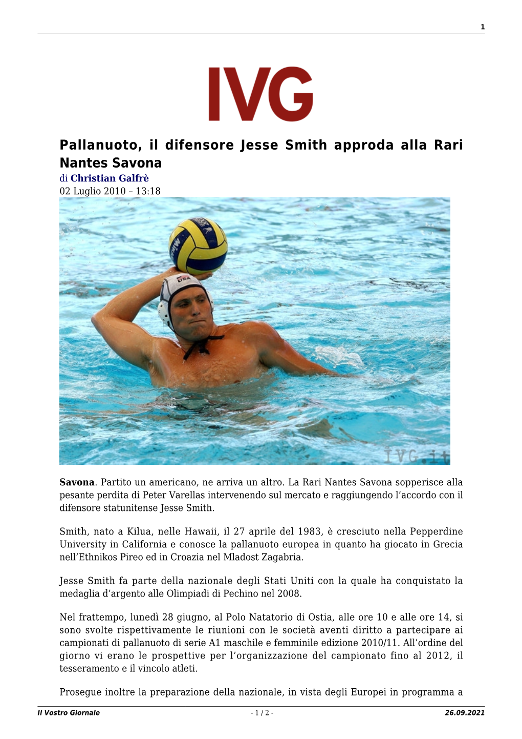 Il Vostro Giornale - 1 / 2 - 26.09.2021 2