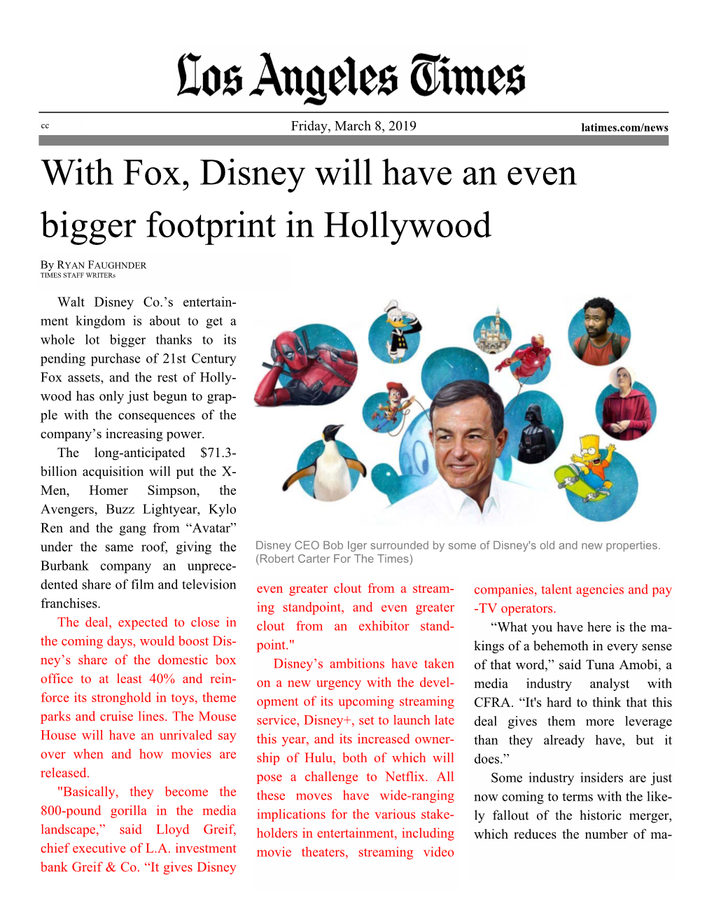 With Fox, Disney Will Have an Even Bigger Footprint in Hollywood