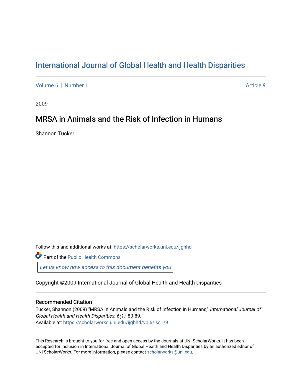 MRSA in Animals and the Risk of Infection in Humans