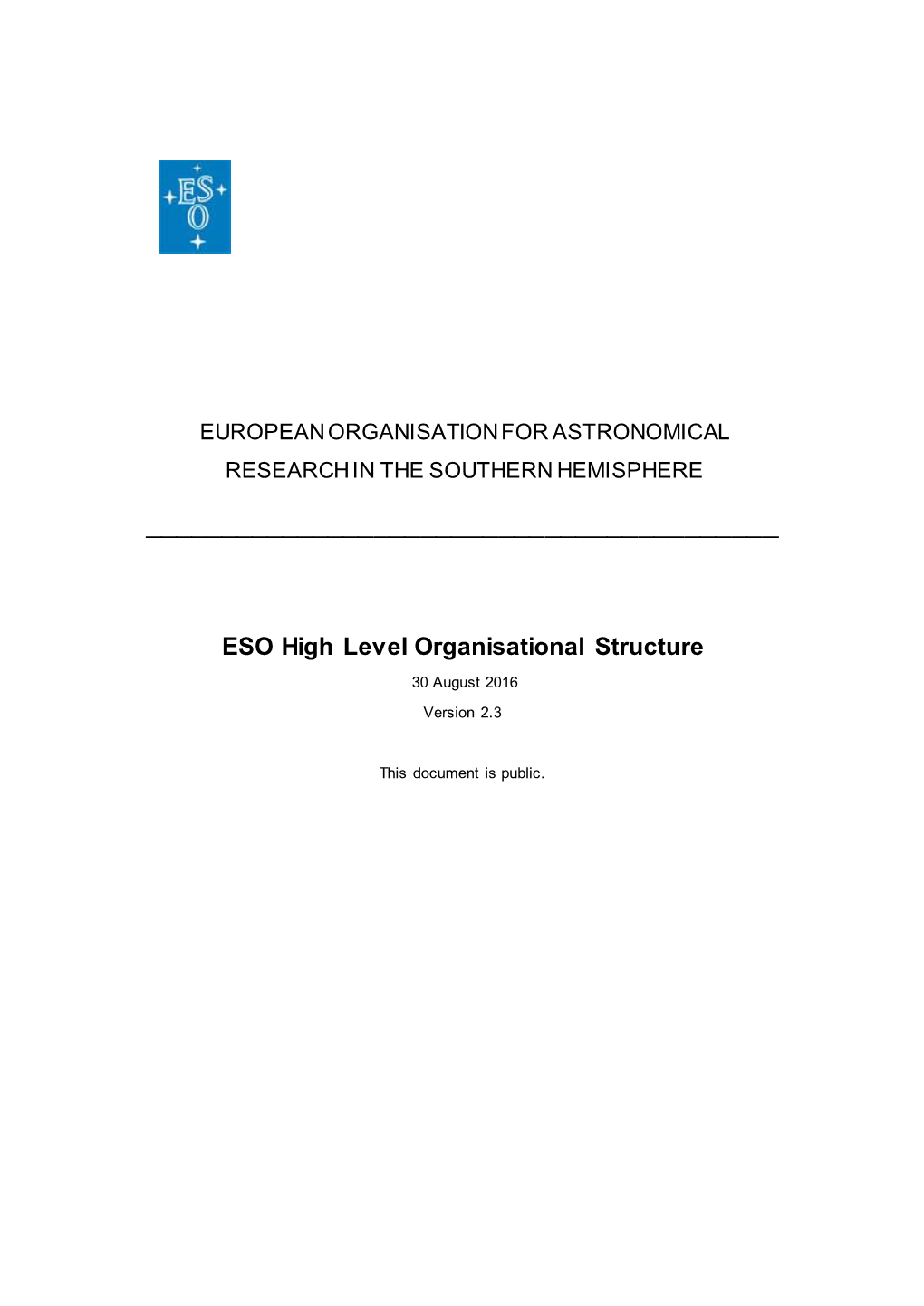 ESO High Level Organisational Structure