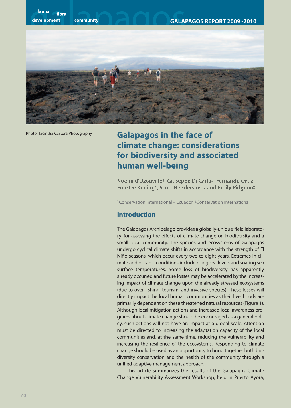 Galapagos in the Face of Climate Change: Considerations for Biodiversity and Associated Human Well-Being