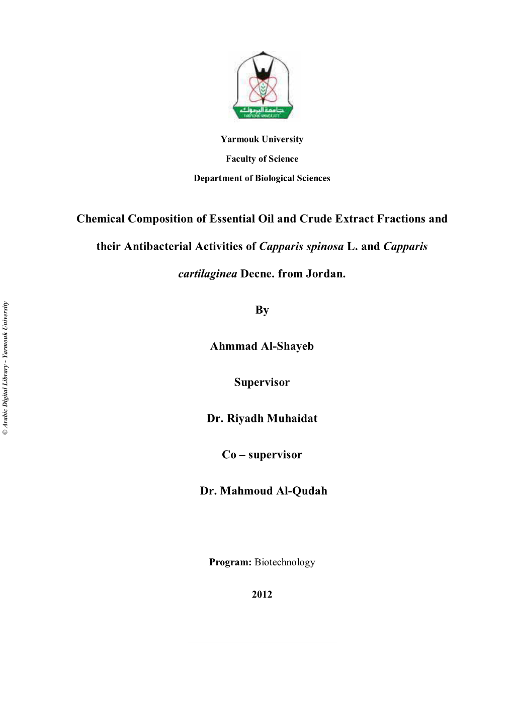 Chemical Composition of Essential Oil and Crude Extract Fractions And