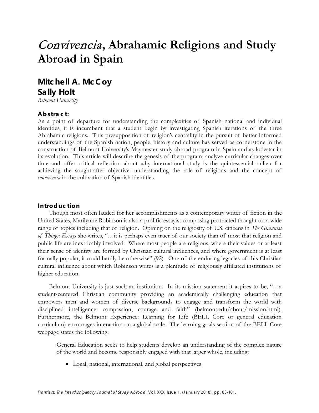 Convivencia, Abrahamic Religions and Study Abroad in Spain
