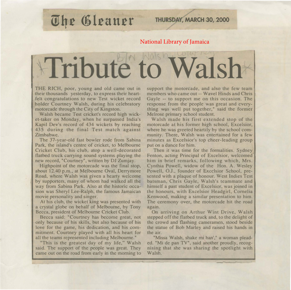 Tribute to Walsh