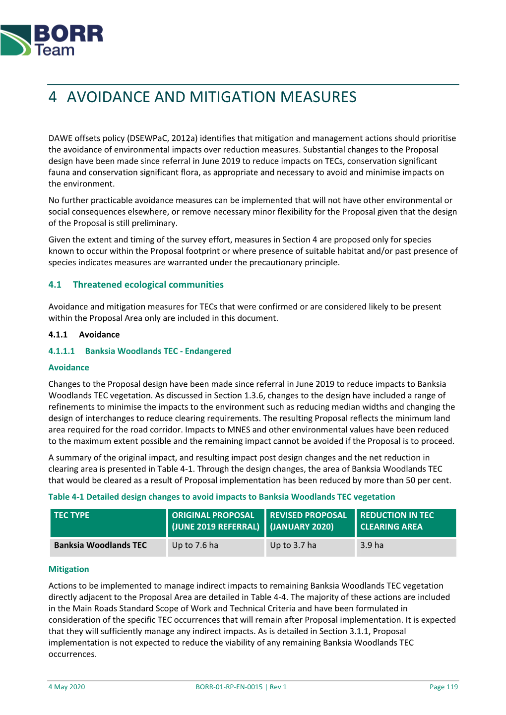 4 Avoidance and Mitigation Measures