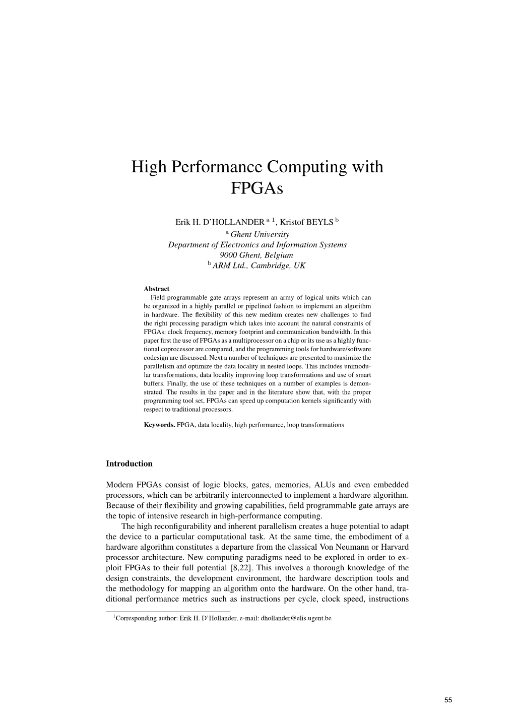High Performance Computing with Fpgas
