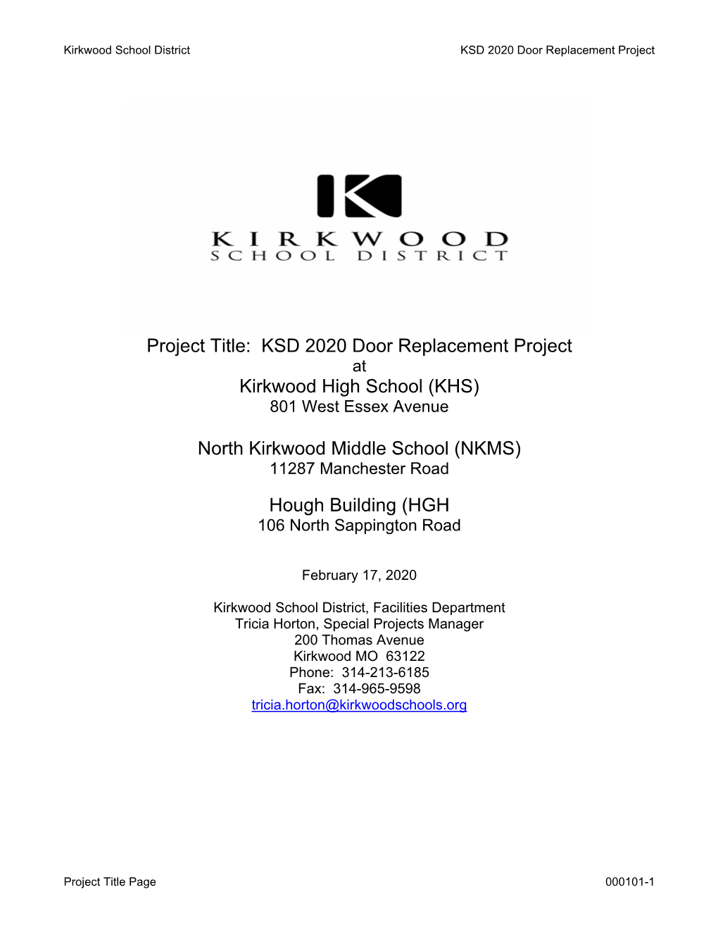 KSD 2020 Door Replacement Project Kirkwood