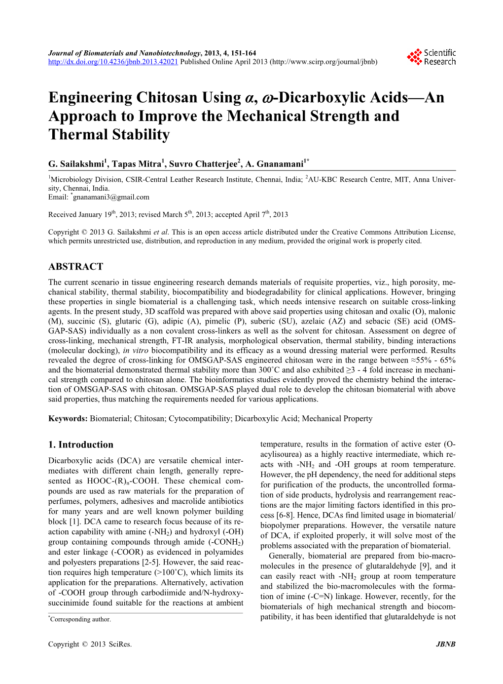 Engineering Chitosan Using Α, Ω-Dicarboxylic Acids—An