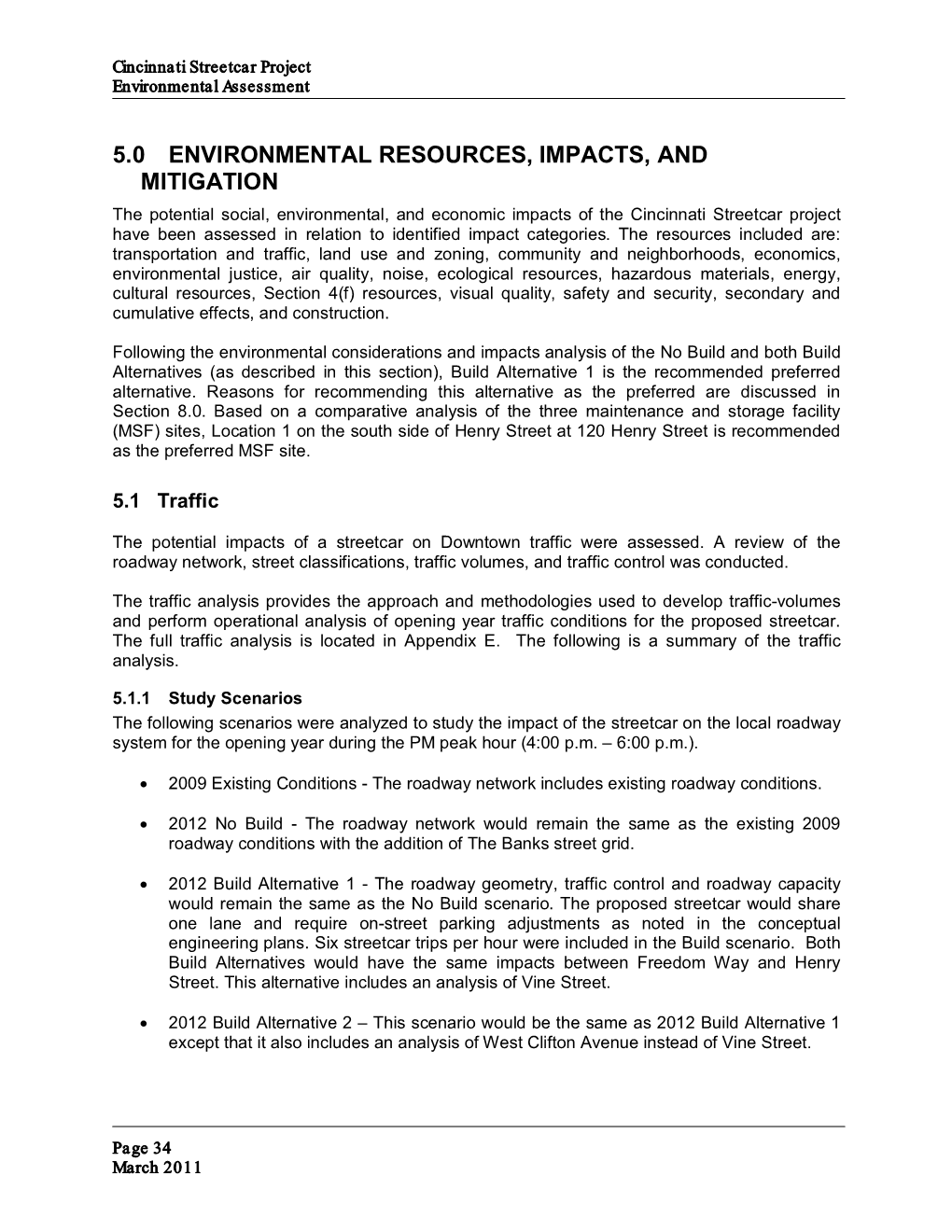 Section 5.0 Environmental Resources, Impacts, and Mitigation