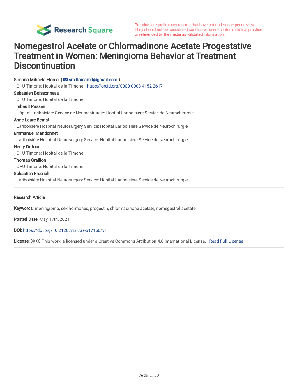 Meningioma Behavior at Treatment Discontinuation
