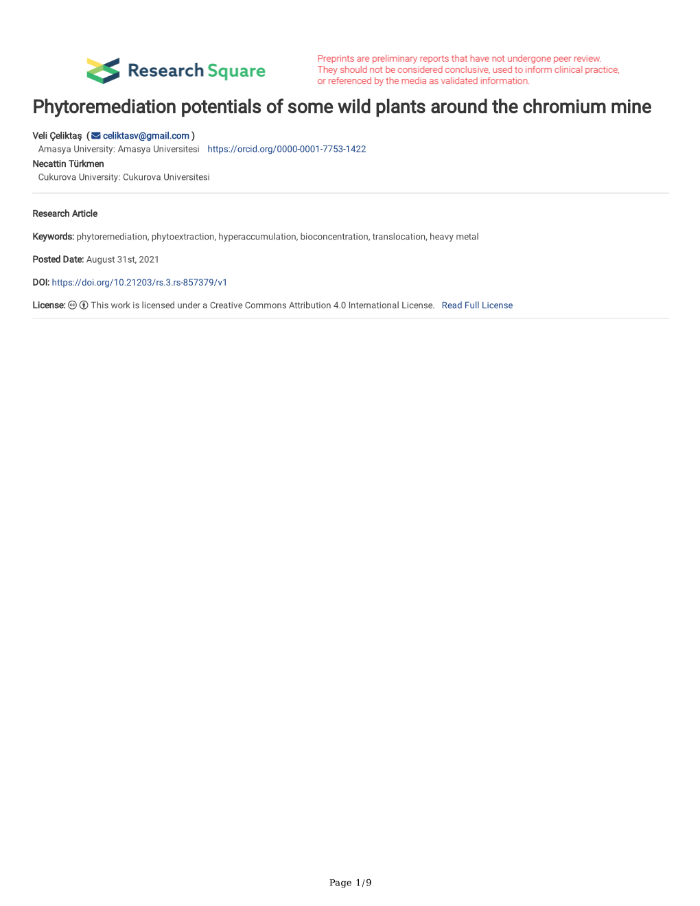 Phytoremediation Potentials of Some Wild Plants Around the Chromium Mine