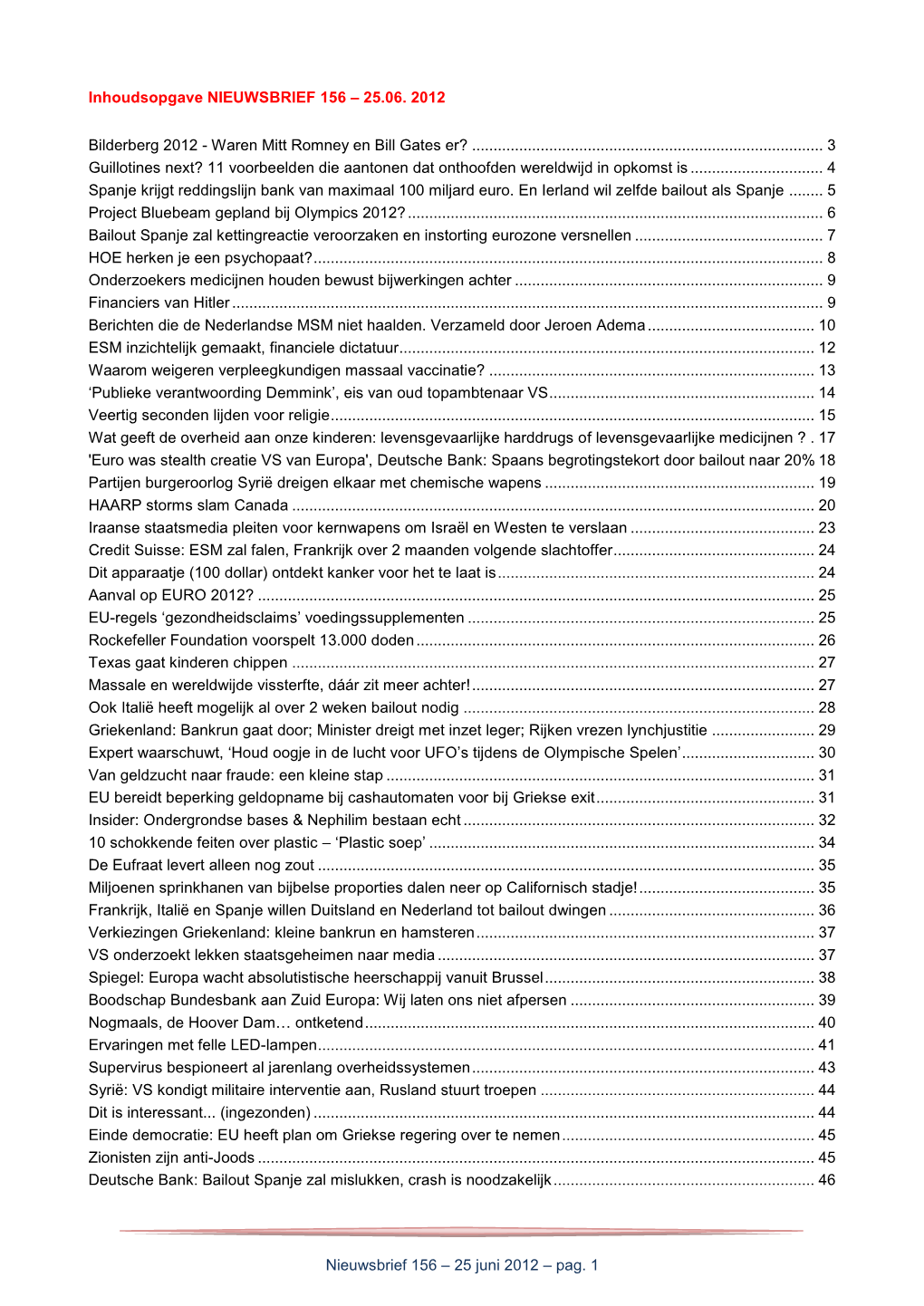 Nieuwsbrief 156 – 25.06