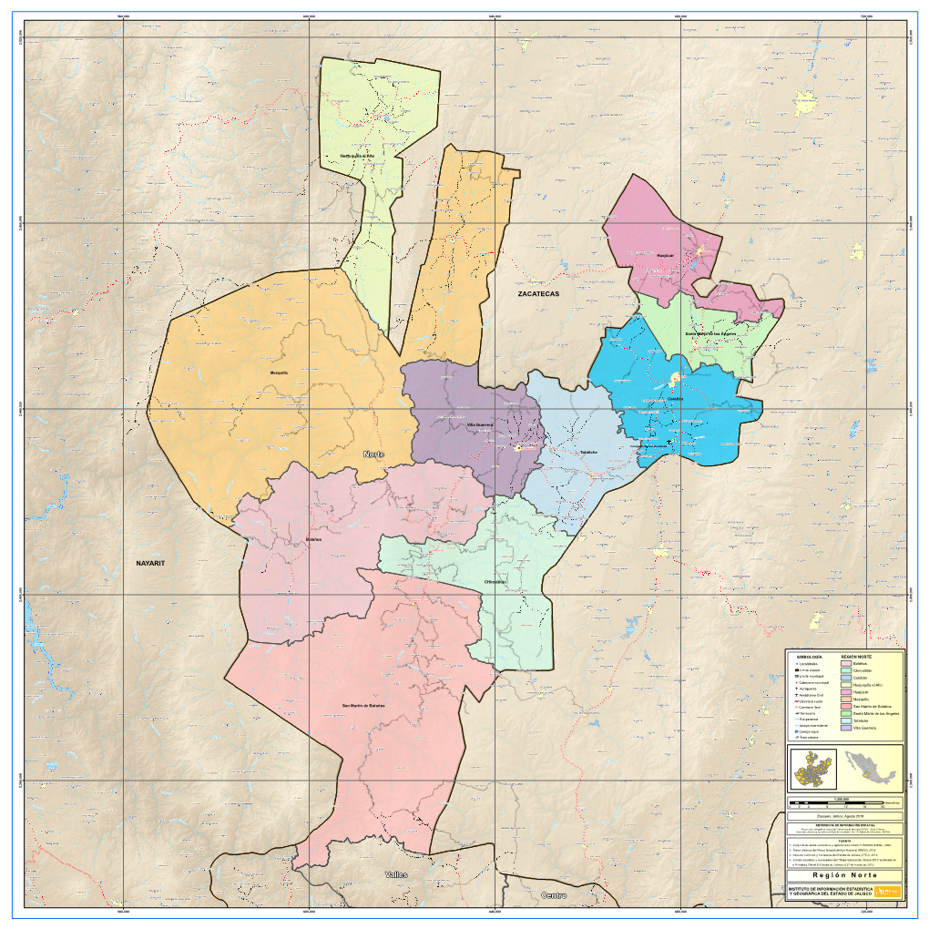 Mapa Región Norte, Tamaño 1M X 1M, Agosto 2019