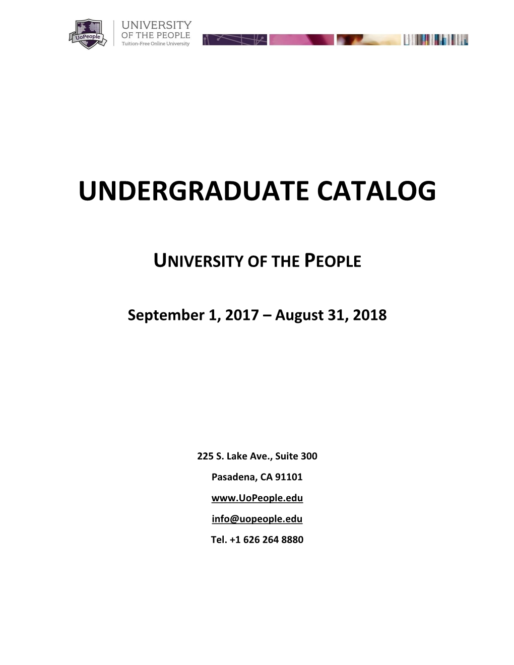 Undergraduate Catalog University of the People