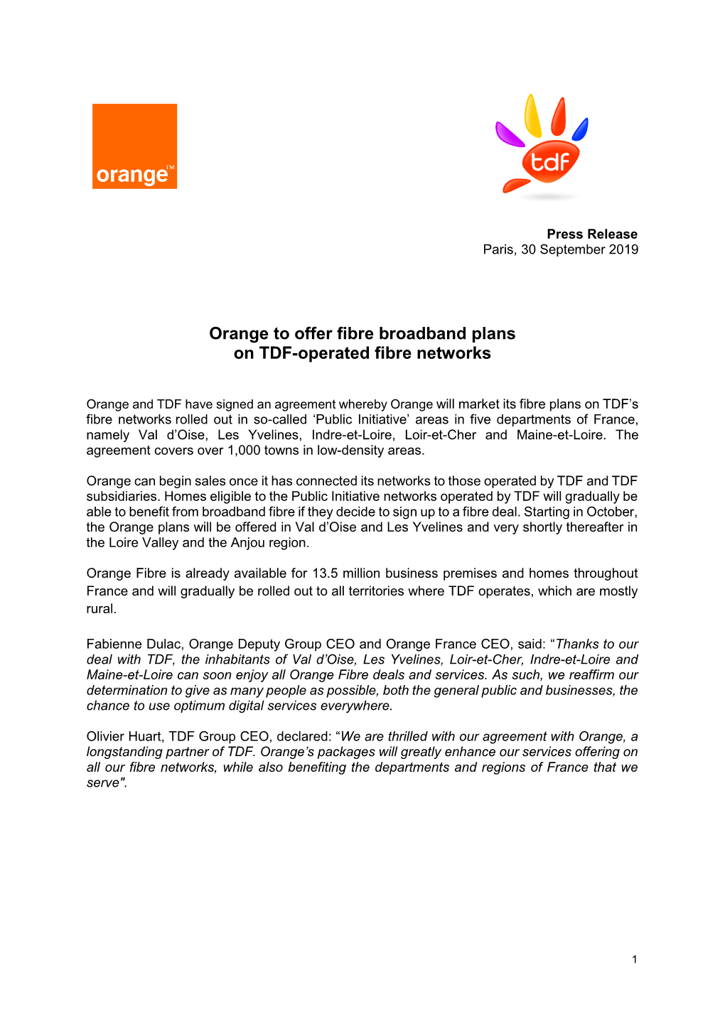Orange to Offer Fibre Broadband Plans on TDF-Operated Fibre Networks