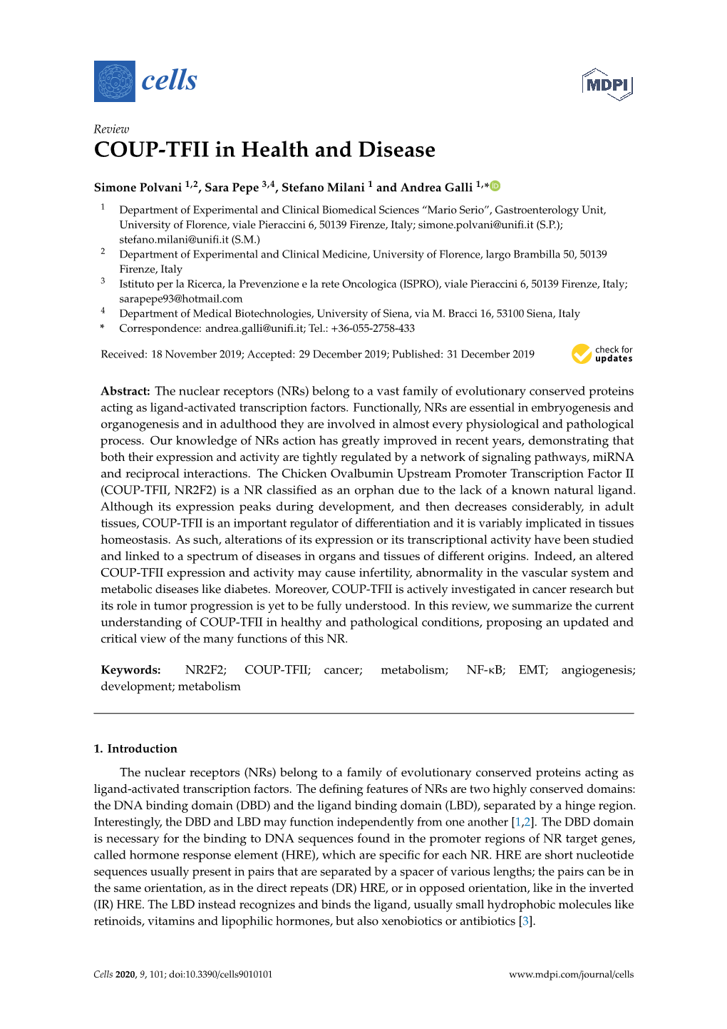 COUP-TFII in Health and Disease