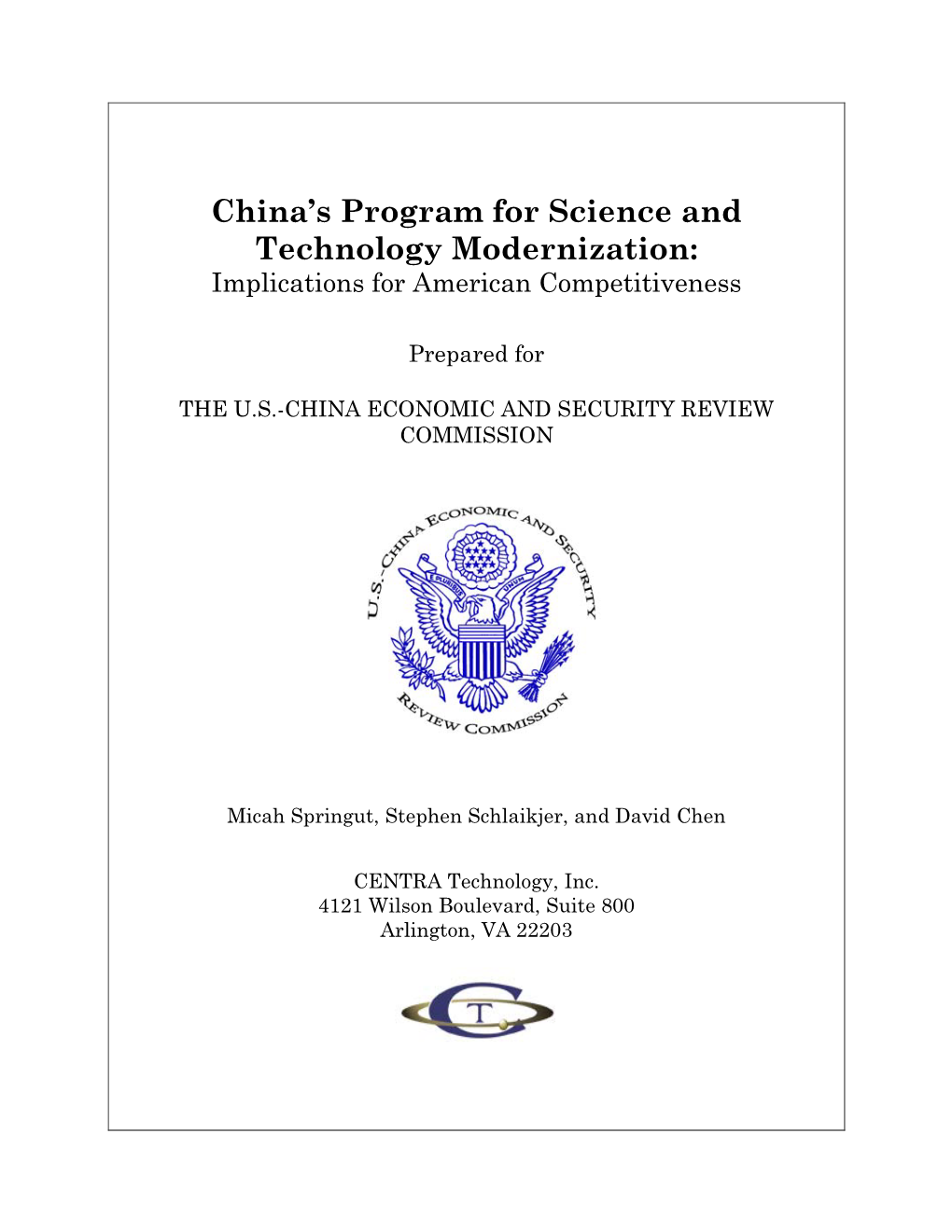 Prepared for the U.S.-China Economic and Security Review Commission