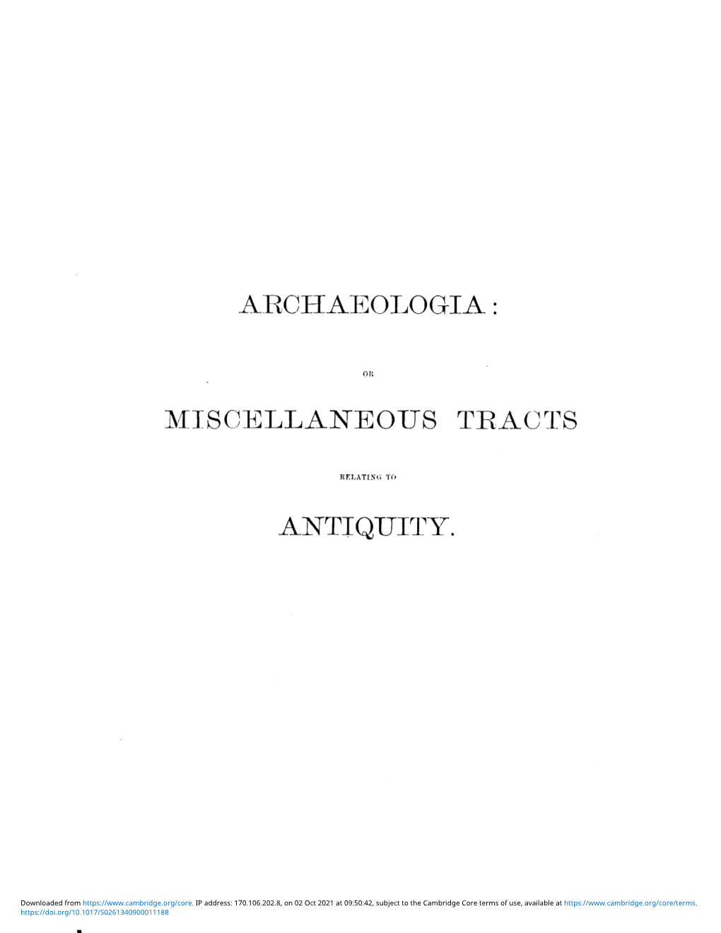 Aechaeolog-Ia: Miscellaneous Teacts Antiquity