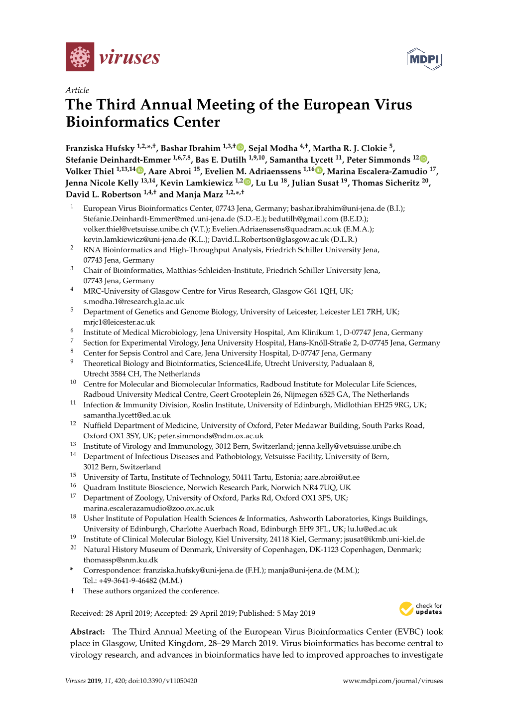 The Third Annual Meeting of the European Virus Bioinformatics Center