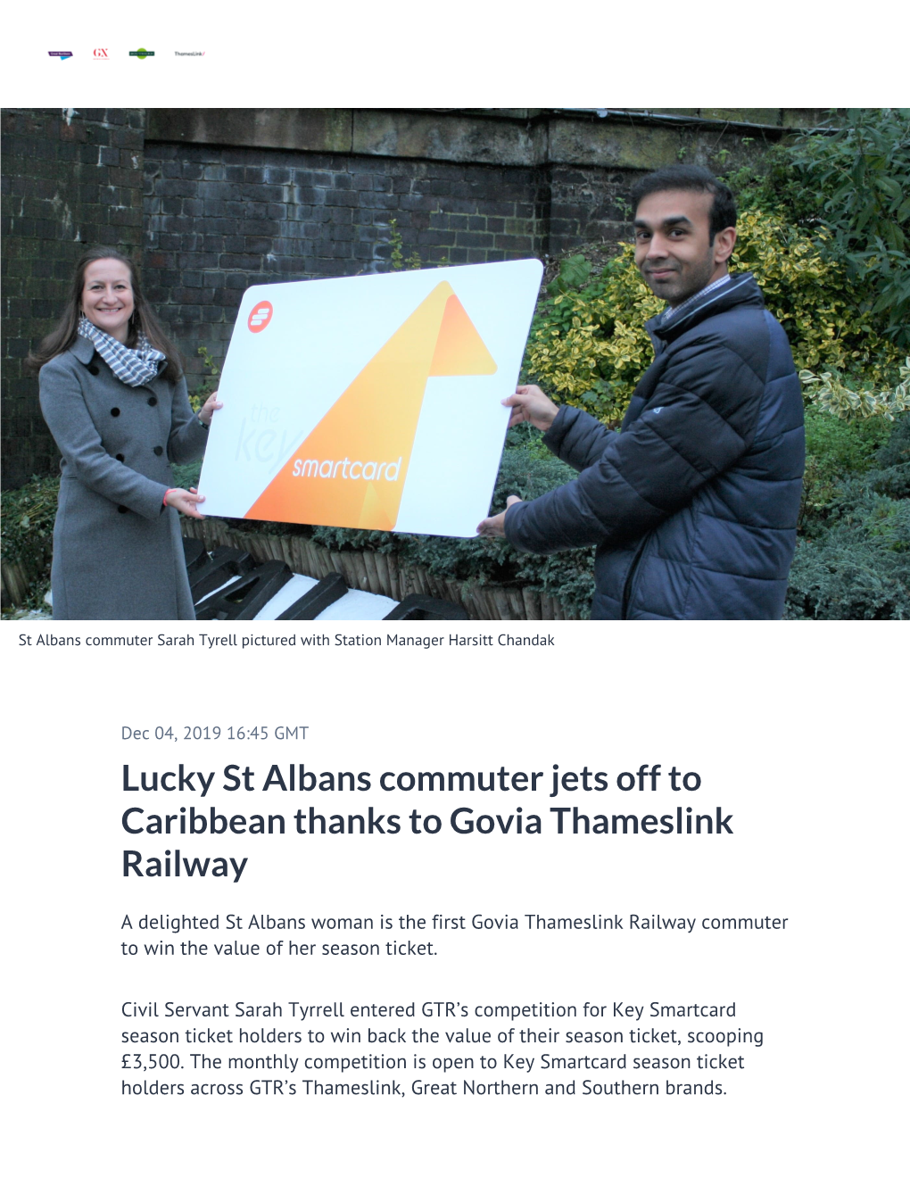 Lucky St Albans Commuter Jets Off to Caribbean Thanks to Govia Thameslink Railway