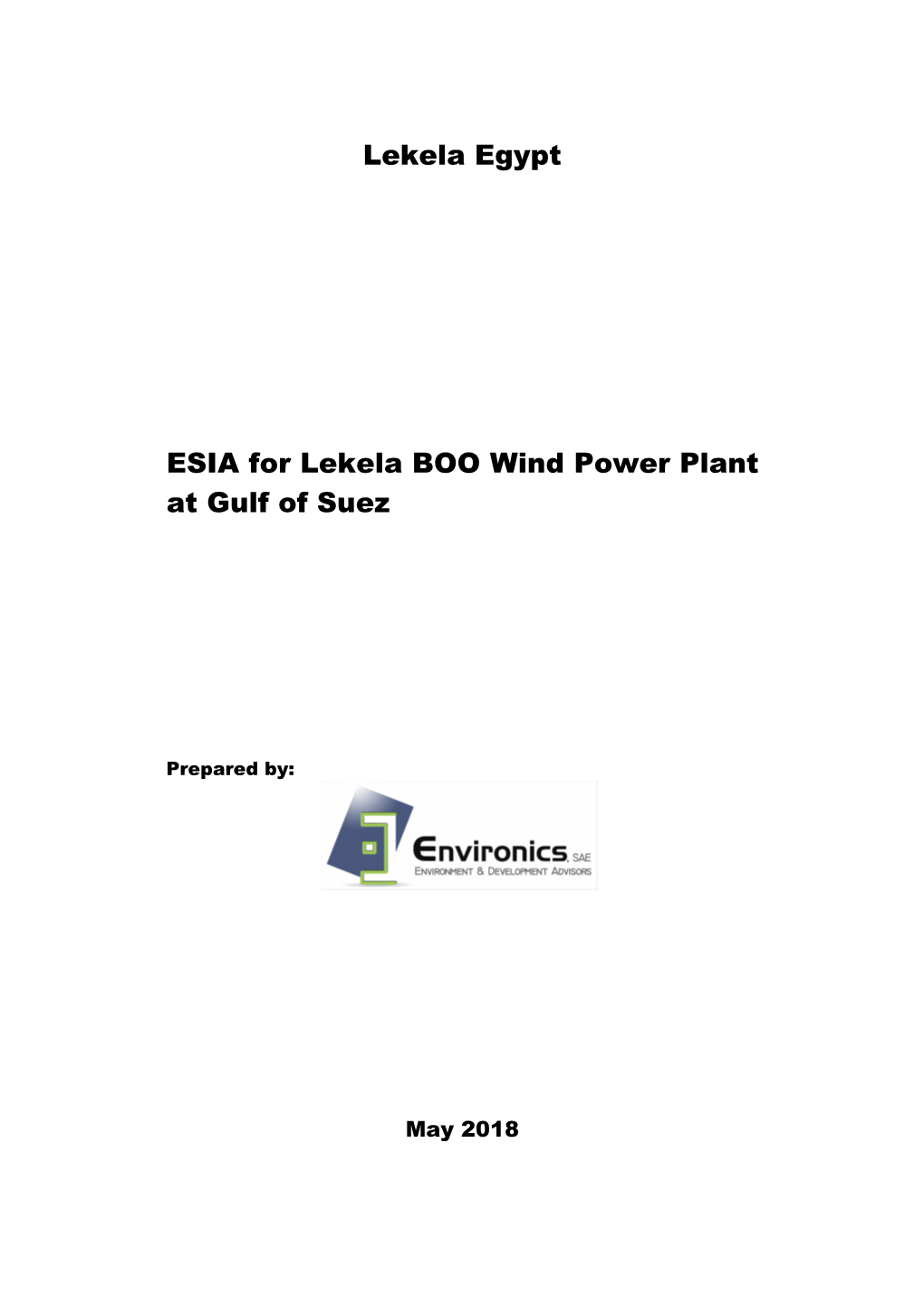 ESIA for Lekela BOO Wind Power Plant at Gulf of Suez