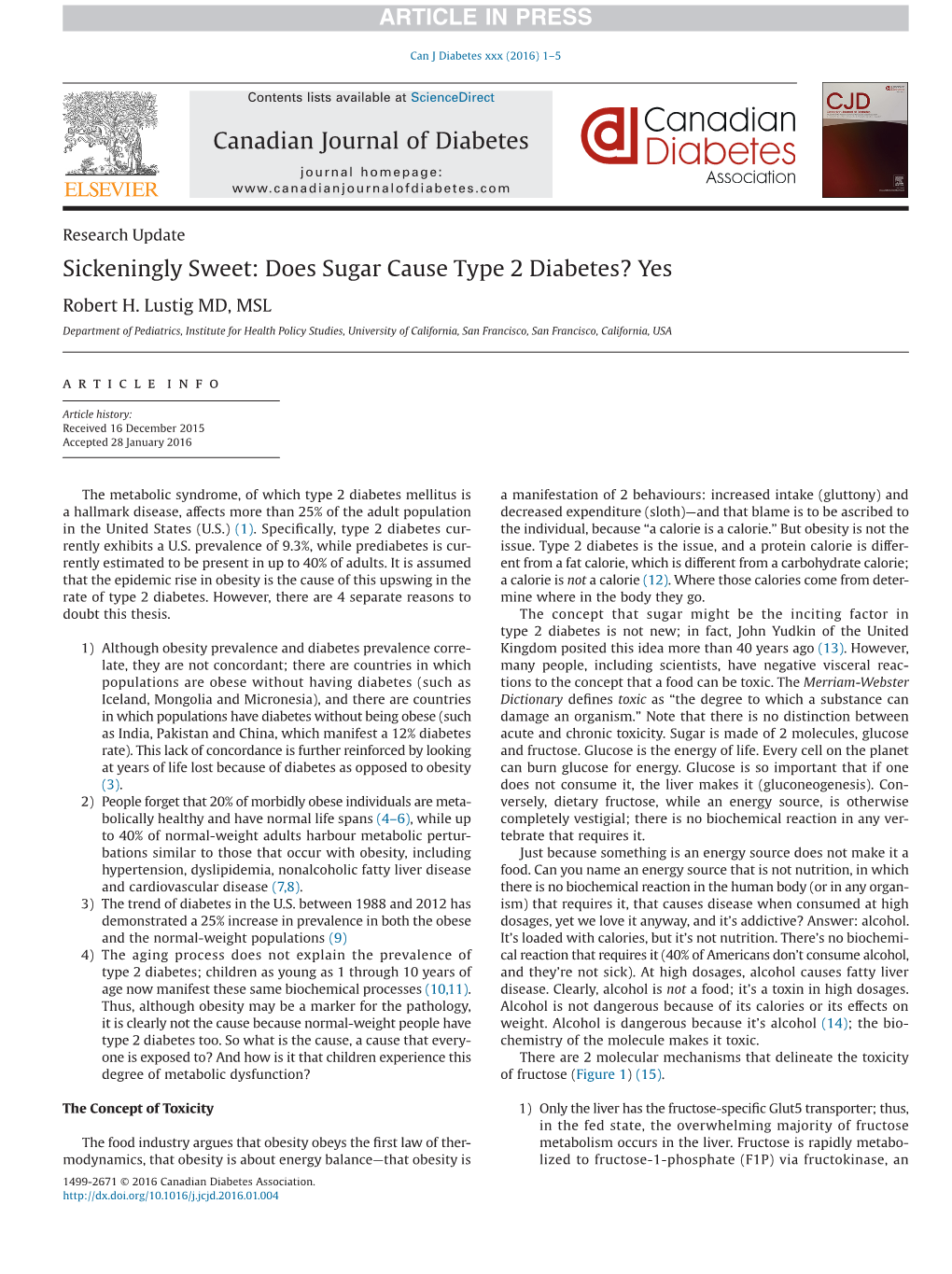 Does Sugar Cause Type 2 Diabetes? Yes Robert H