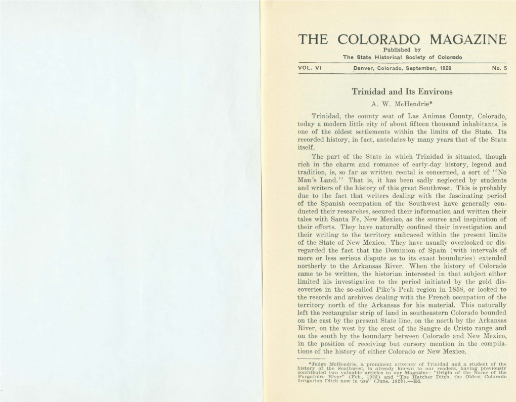 THE COLORADO MAGAZINE Published by the State H Istorical Society of Colorado