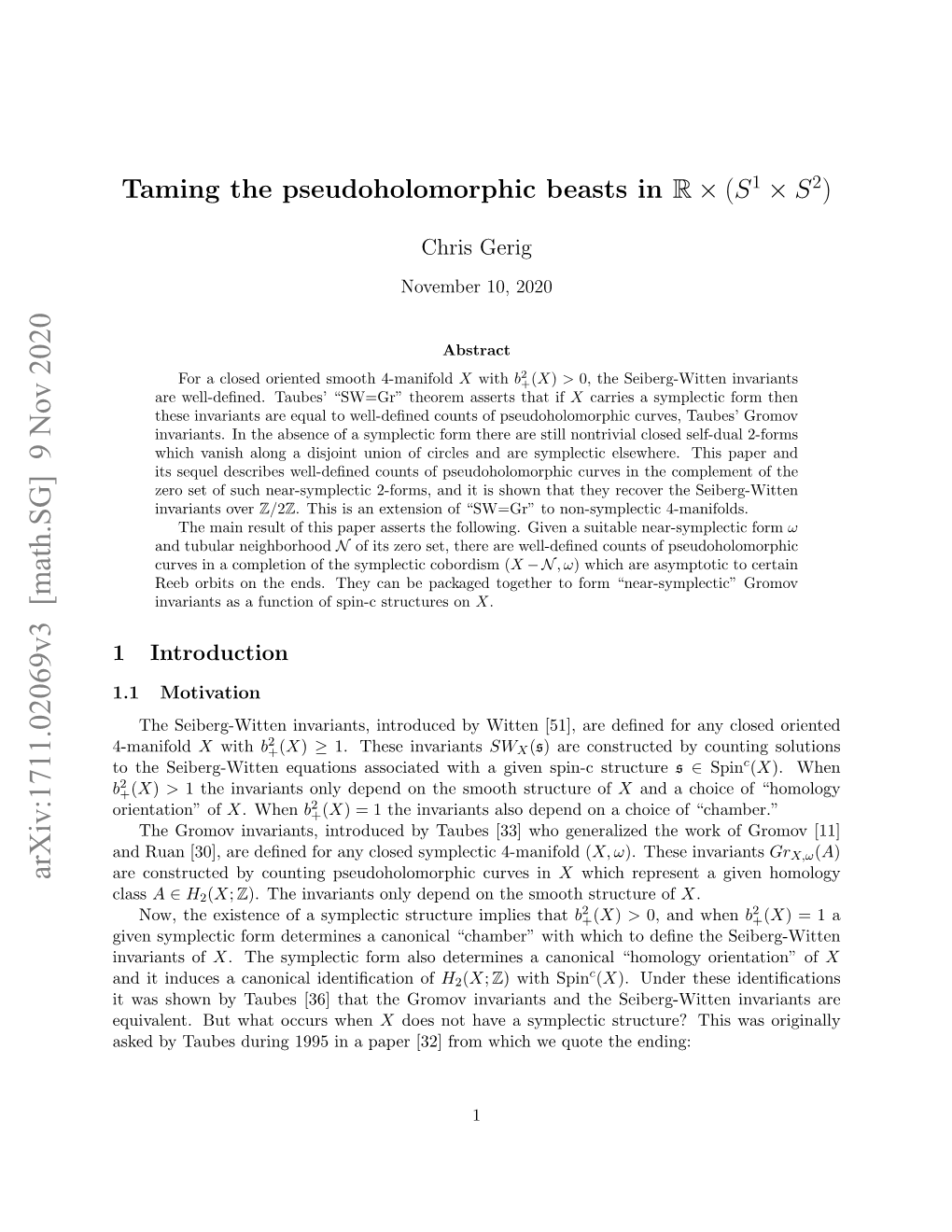 Taming the Pseudoholomorphic Beasts in R × (S1 × S2)